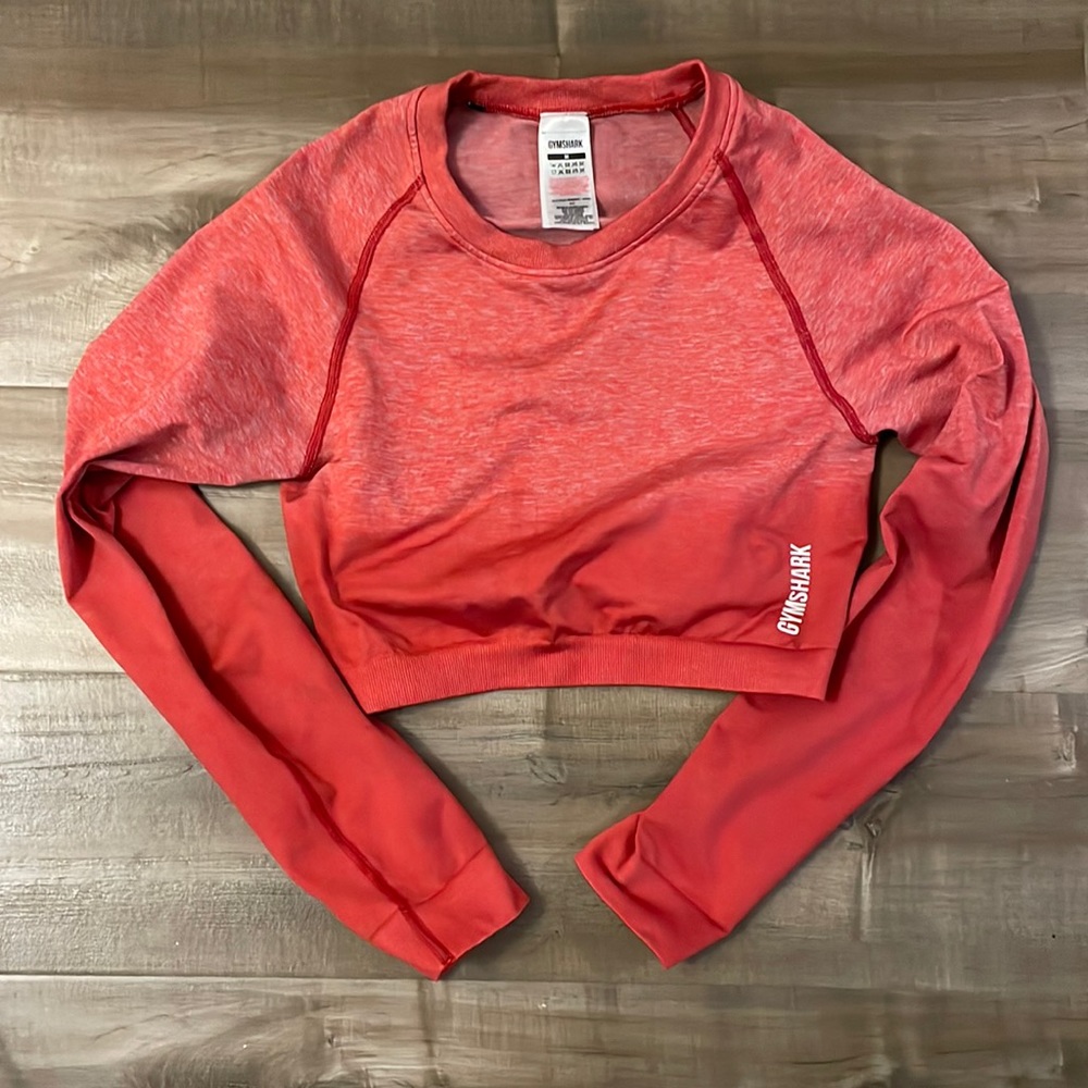 Red Gymshark Cropped Long Sleeve
